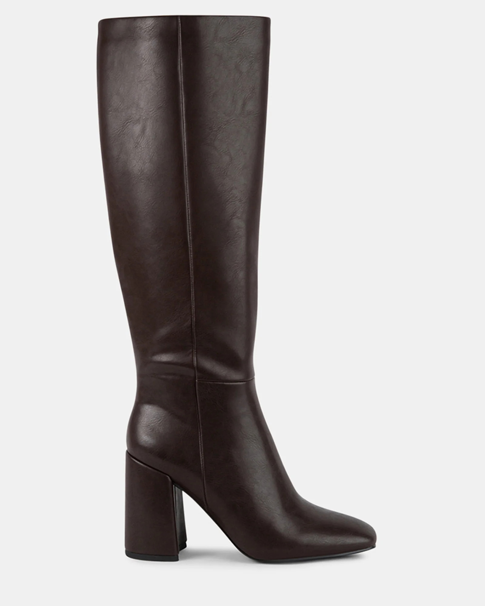 WILLIAM Brown Knee High Block Heel Boots | Women's Designer Shoes | Steve Madden (Canada)