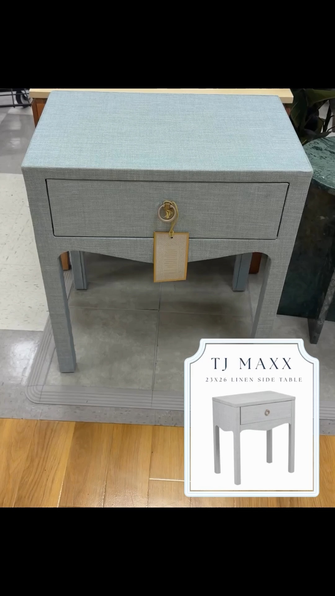 Designer look for less! 🤍 I spotted this beautiful Lillian August blue linen wrapped side table at TJ Maxx and it instantly reminded me of the high-end linen wrapped furniture trend seen at designer retailers. The textured blue linen finish, brass ring hardware, and clean lines make it the perfect coastal nightstand, accent table, or bedside table for a coastal, modern, or transitional home. If you’ve been loving the Serena & Lily / designer linen wrapped furniture look, this is such a great budget-friendly find from TJ Maxx. Linking similar linen wrapped side tables and coastal accent tables you can order online.

✨ Perfect for: coastal bedrooms, living room accent tables, nightstands, or entryway styling.

#ltkhome #ltkfinds #tjmaxxfinds #coastalhome #linenwrappedfurniture #coastaldecor #budgetfriendlydecor #designerlookforless

@TJ Maxx @Marshalls 

#LTKHome