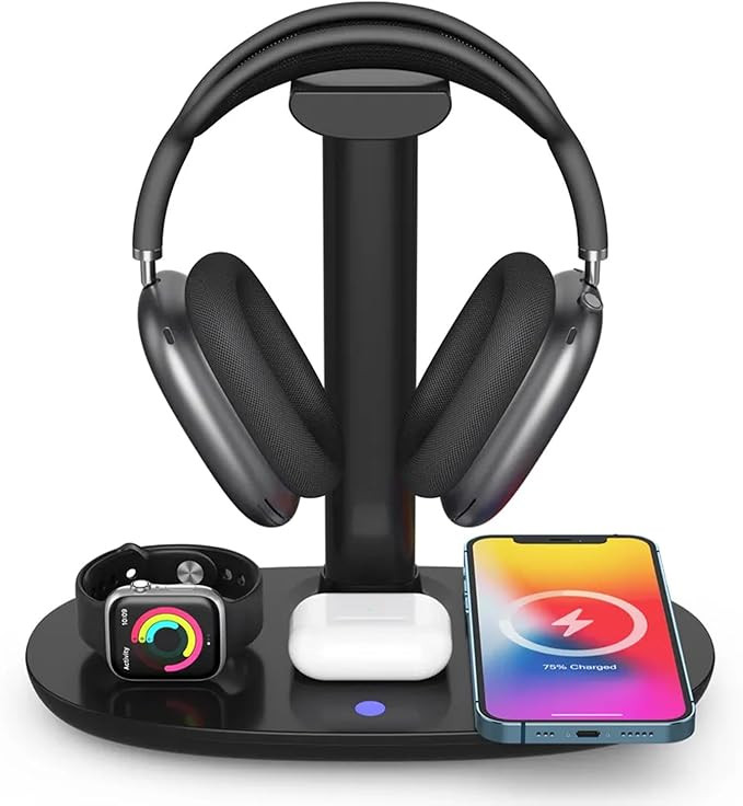 4 in 1 Wireless Charger with Headphone Stand Headset Holder & Station Dock for Apple Watch, AirPo... | Amazon (US)