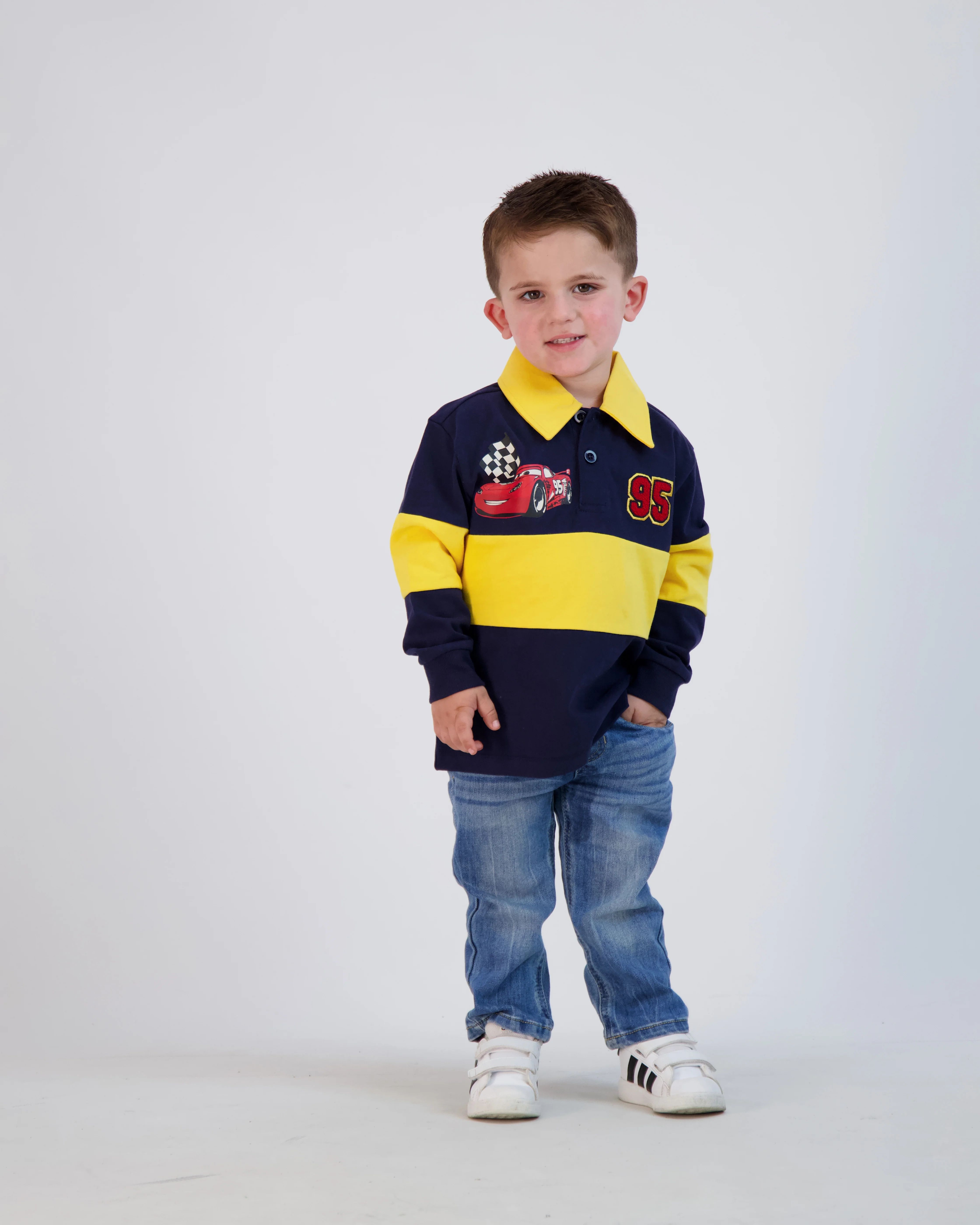 Disney Pixar's Cars Toddler Boy Long Sleeve Rugby Polo Shirt, Sizes 2T-5T | Walmart (US)