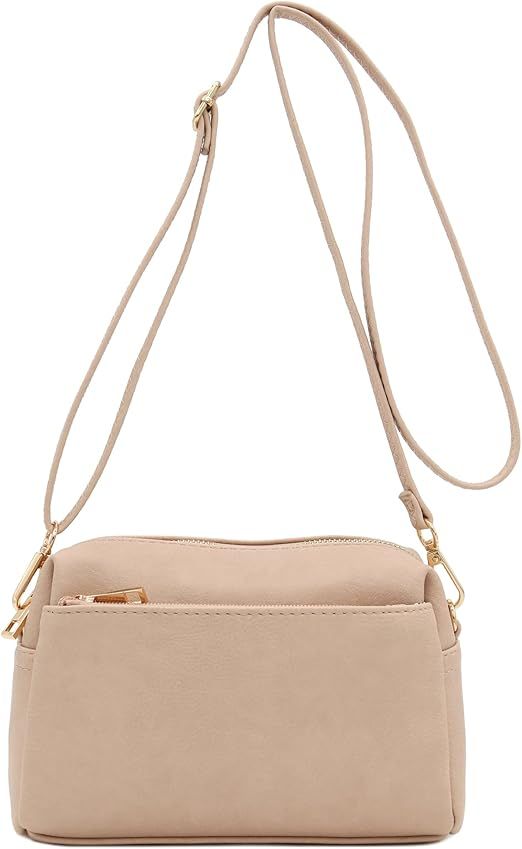 FashionPuzzle Triple Zip Small Crossbody Bag | Amazon (US)