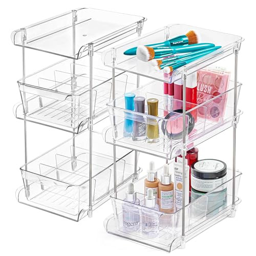 3 Tier Clear Under Bathroom Sink Organizer Pull Out Drawer | Bathroom Cabinet Organizer Under Sink | Under Vanity Organizer | Medicine Cabinet Storage | Bathroom Counter Organizer | (2 Pack) | Amazon (US)