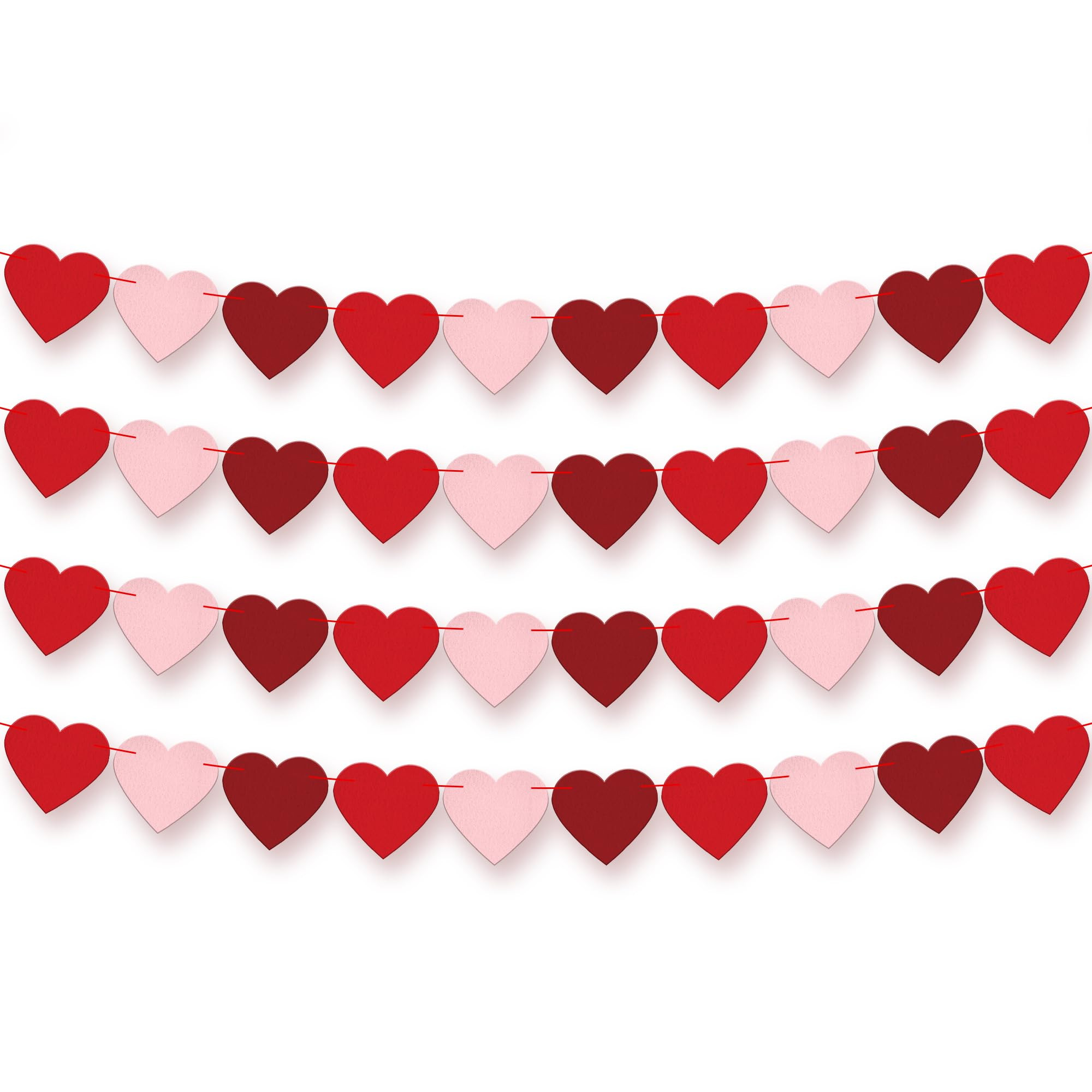 KatchOn, Felt Heart Valentines Garland - Pack of 40, No DIY | Red, Pink Valentines Day Garland fo... | Amazon (US)