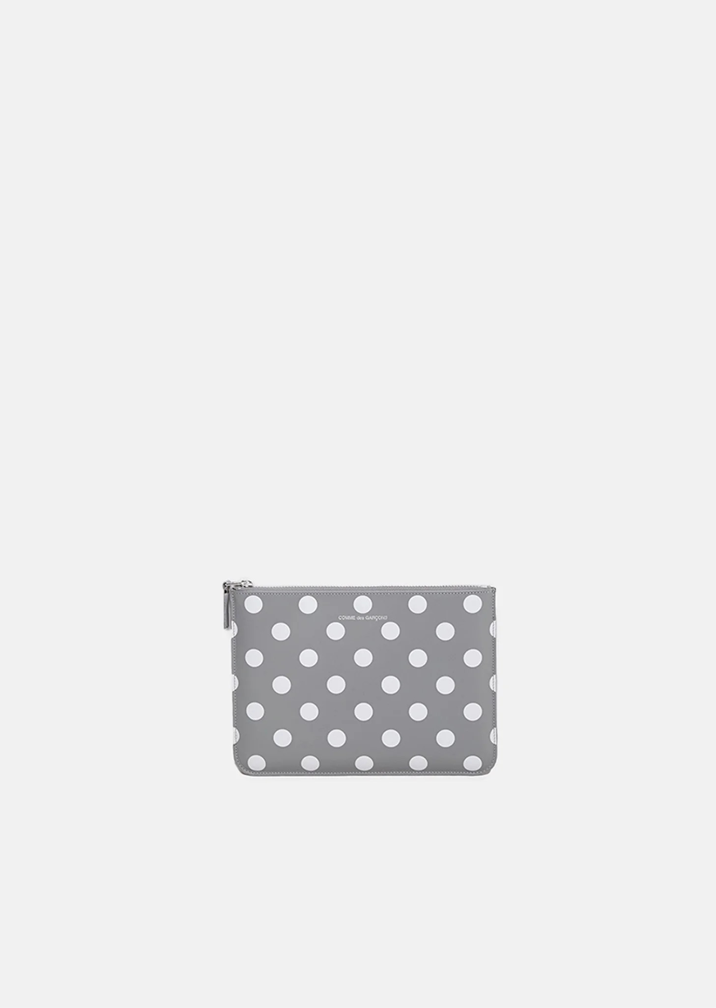 Comme des GarÃ§ons Large Zip Pouch Grey Polka Dots | La Garconne
