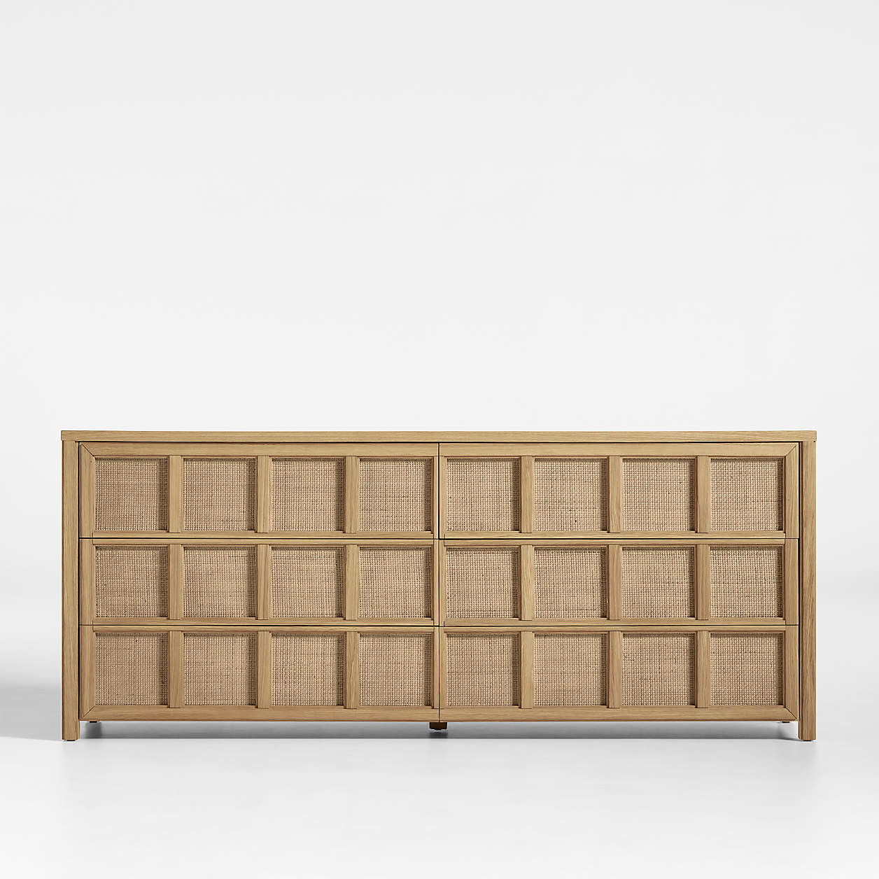 Campagna 71" Rattan and Natural Oak Wood 6-Drawer Dresser + Reviews | Crate & Barrel | Crate & Barrel