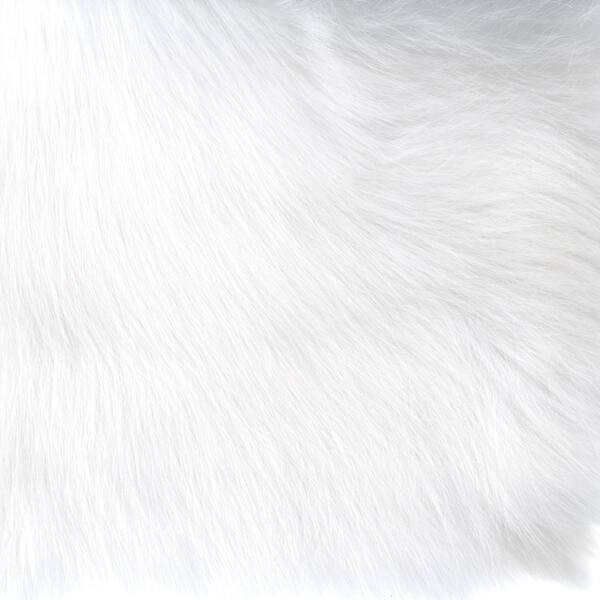 Silver Orchid Kelly Faux Fur White Square Stool | Bed Bath & Beyond