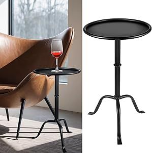 Metal Martini Table Black Pedestal Side Table 12.5 x 12.5 x 20.6 Inches Round Drink Tables for Sm... | Amazon (US)