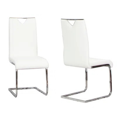 Doral White Faux Leather Dining Chairs w Chrome Cantilever Base Set of 2 | Wayfair North America