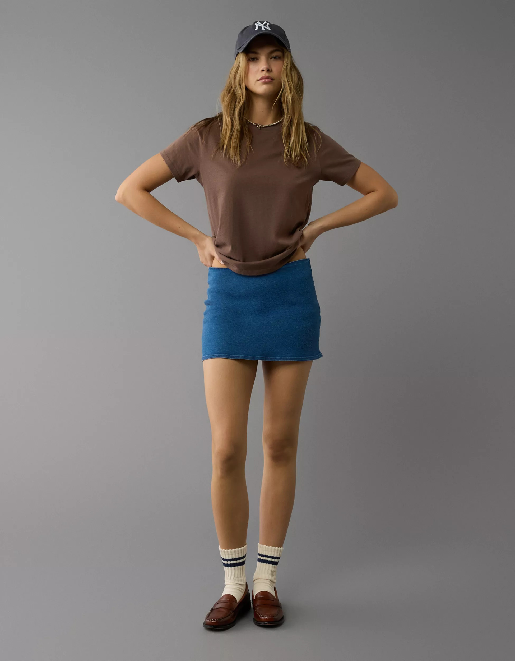 AE Next Level Low-Rise Denim Micro Skort | American Eagle Outfitters (US & CA)