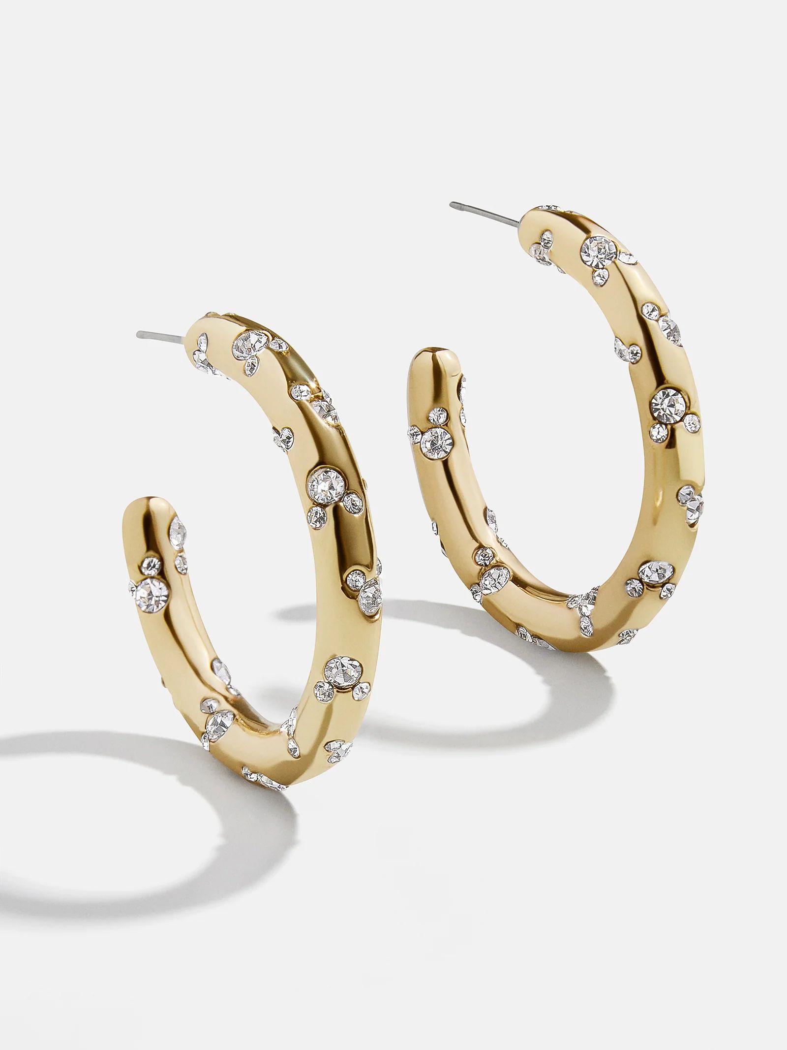 Mickey Mouse Disney Gold Hoop Earrings - Clear/Gold | BaubleBar (US)