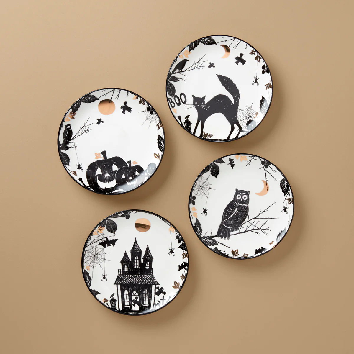 Vintage Halloween Haunted Accent Plates, Set of 4, Assorted | Lenox