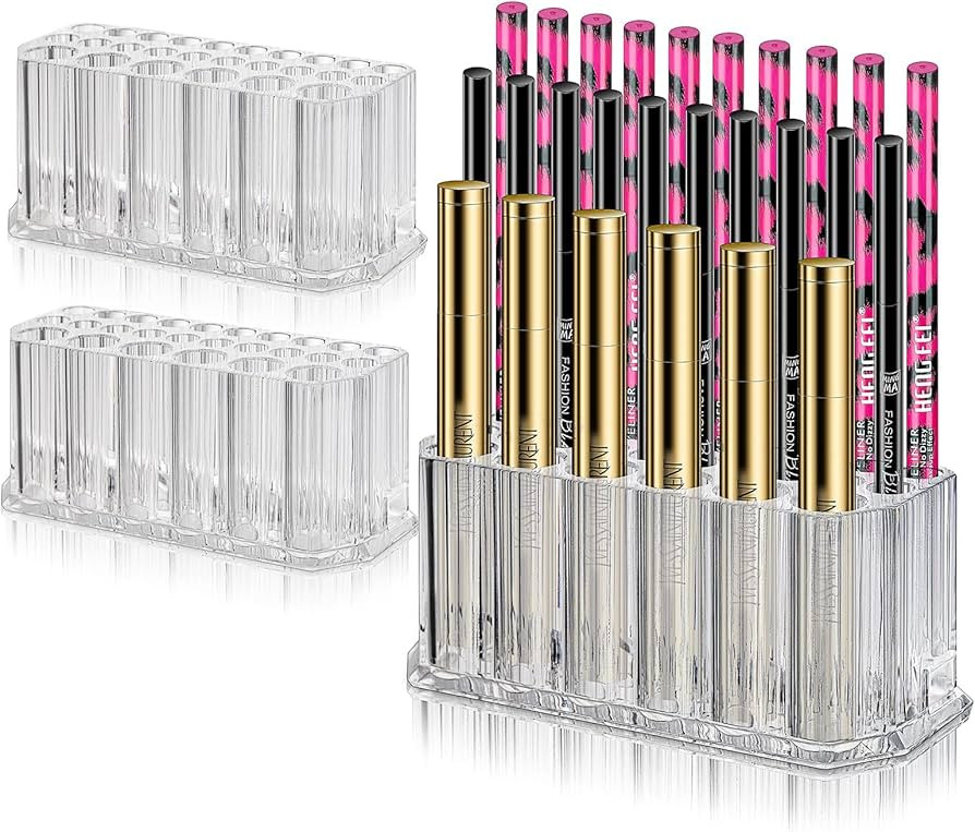 Foraineam 3 Pack Acrylic Eyeliner Lip Liner Holder Organizer, 26 Slots Makeup Brush Pencil Organi... | Amazon (US)