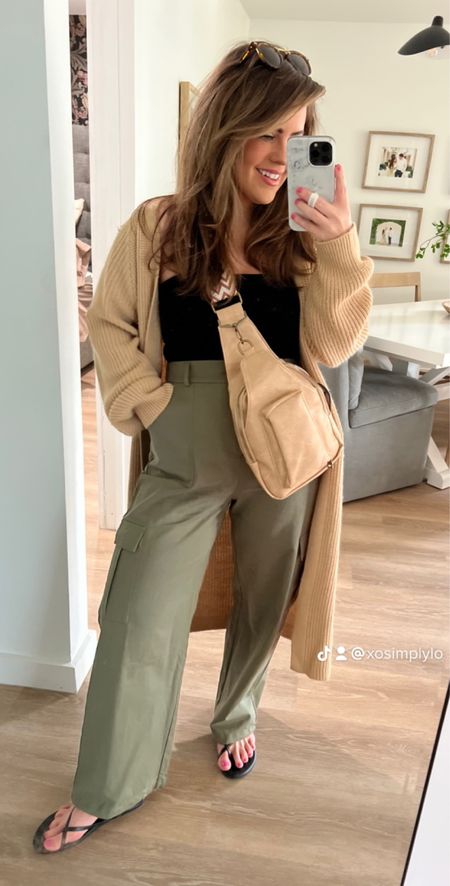 Tanks medium true to size 
Pants medium true to size 
Duster size down- wearing a small
Sandals true to size 

#amazonfinds #amazonfashion 

Cargo pants, duster sweater, tube top, 

#LTKFind #LTKunder50 #LTKstyletip