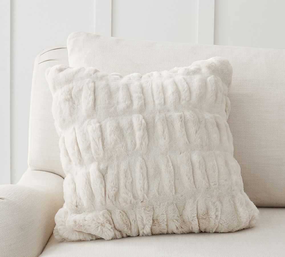 Faux Fur Ruched Throw Pillow | Pottery Barn (US)