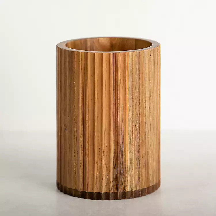 Ribbed Wood Utensil Crock | Kirkland's Home