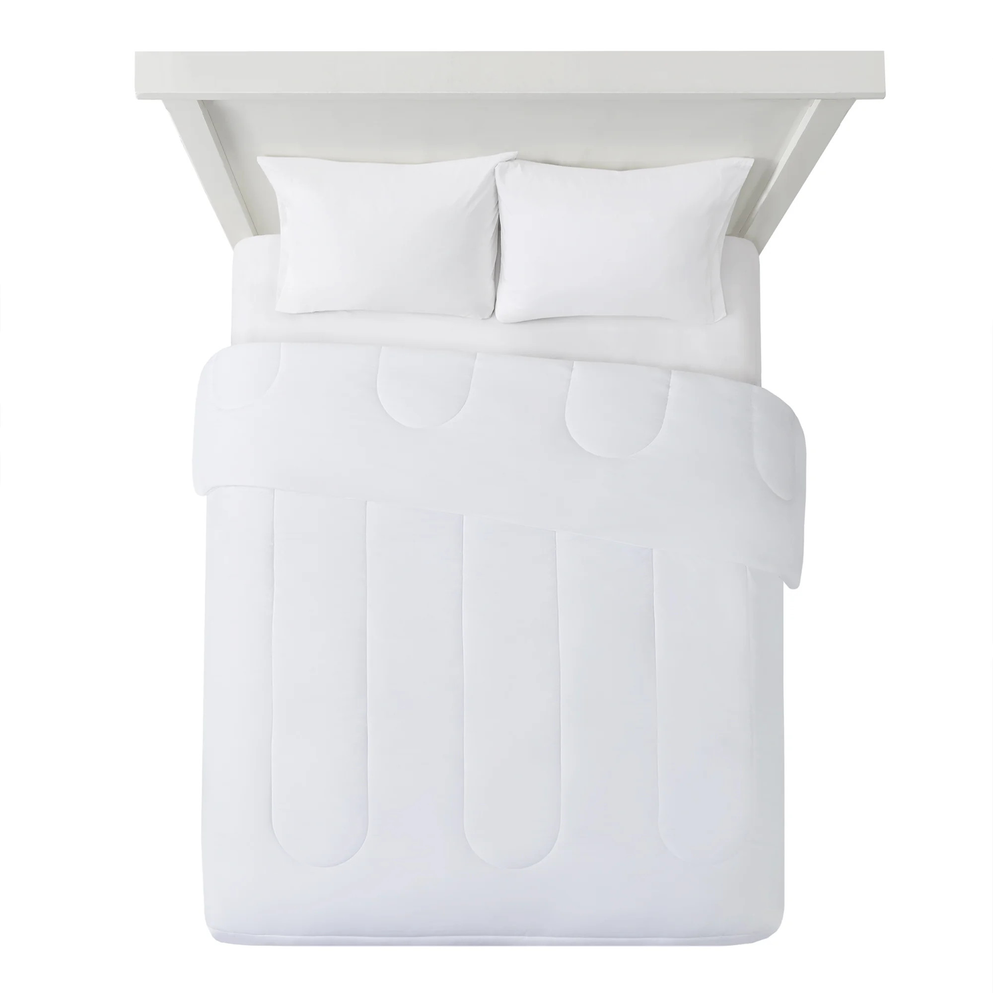 Mainstays Reversible Ultra Soft Solid Comforter in a Bag, White, Full/Queen - Walmart.com | Walmart (US)