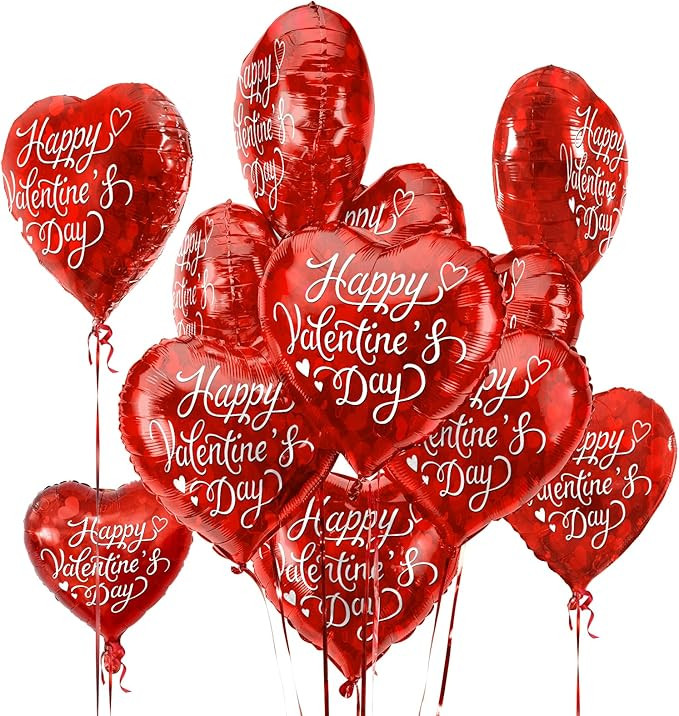 Valentine's Day Party Pack | 30pc Red Heart Foil Balloons | 18in 'Happy Valentine's Day' Decorati... | Amazon (US)