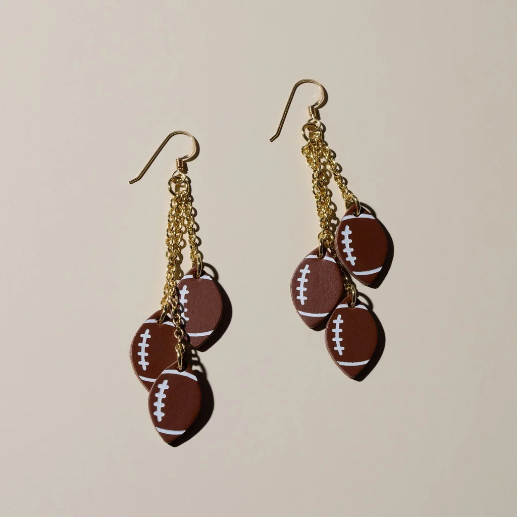 Touchdown Football Dangle Earrings | Nickel and Suede