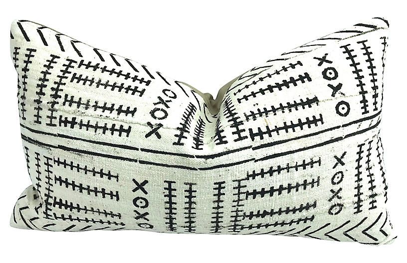 African Mudcloth Lumbar Pillow - Eat Drink Home - white/black/beige | One Kings Lane