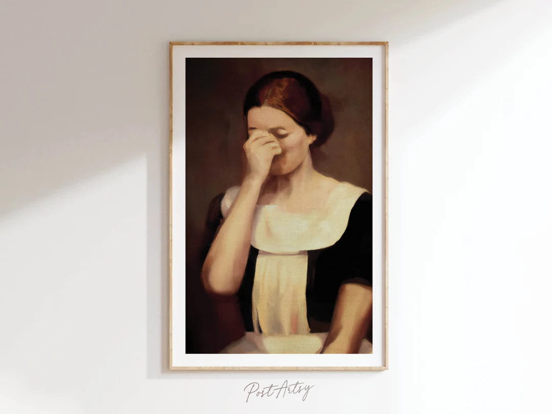 Funny Bathroom Art Wall Decor Woman Painting Vintage Midcentury Style Poster Print Classical Humo... | Etsy (US)