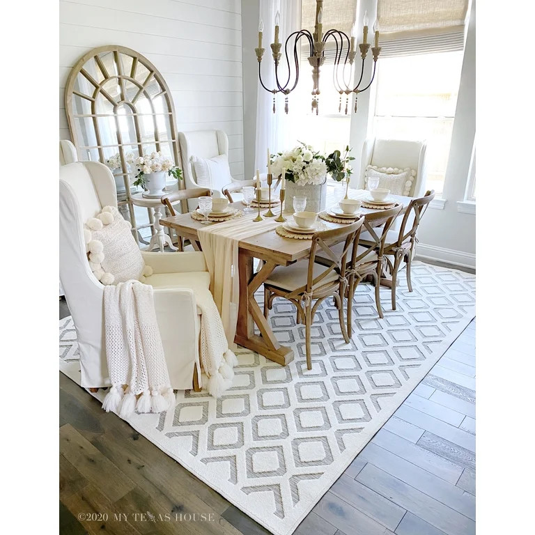 My Texas House Grapevine 9' X 13' Gray Geometric Outdoor Rug | Walmart (US)