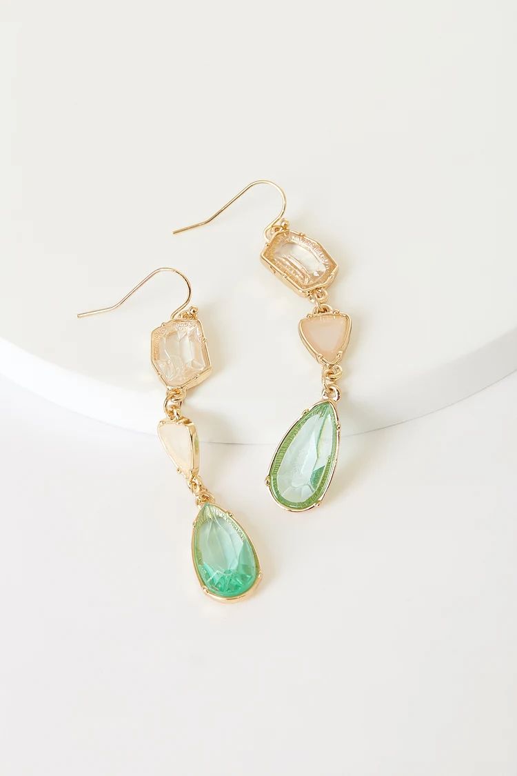 Romantic Outing Green Multi Stone Drop Earrings | Lulus (US)
