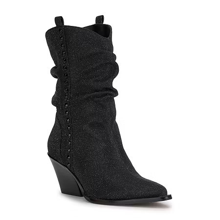 JS Jessica Simpson Womens Zolini Stacked Heel Cowboy Boots, 6 1/2 Medium, Black | JCPenney