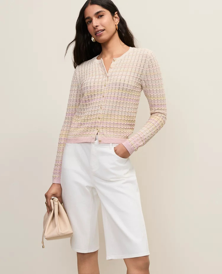 Petite Crochet Cardigan in Ombré | Ann Taylor