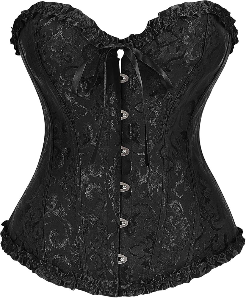 Women's Bustier Corset Lace Up Boned Overbust Bustier Lingerie Top | Amazon (US)