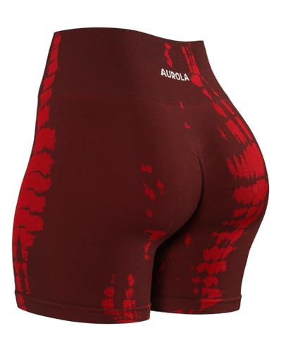 AUROLA Serpent Seamless Scrunch Workout Shorts for Women,Tummy Control Squat Proof Ribbed Thick Active Gym Short,Saffron,M | Amazon (US)