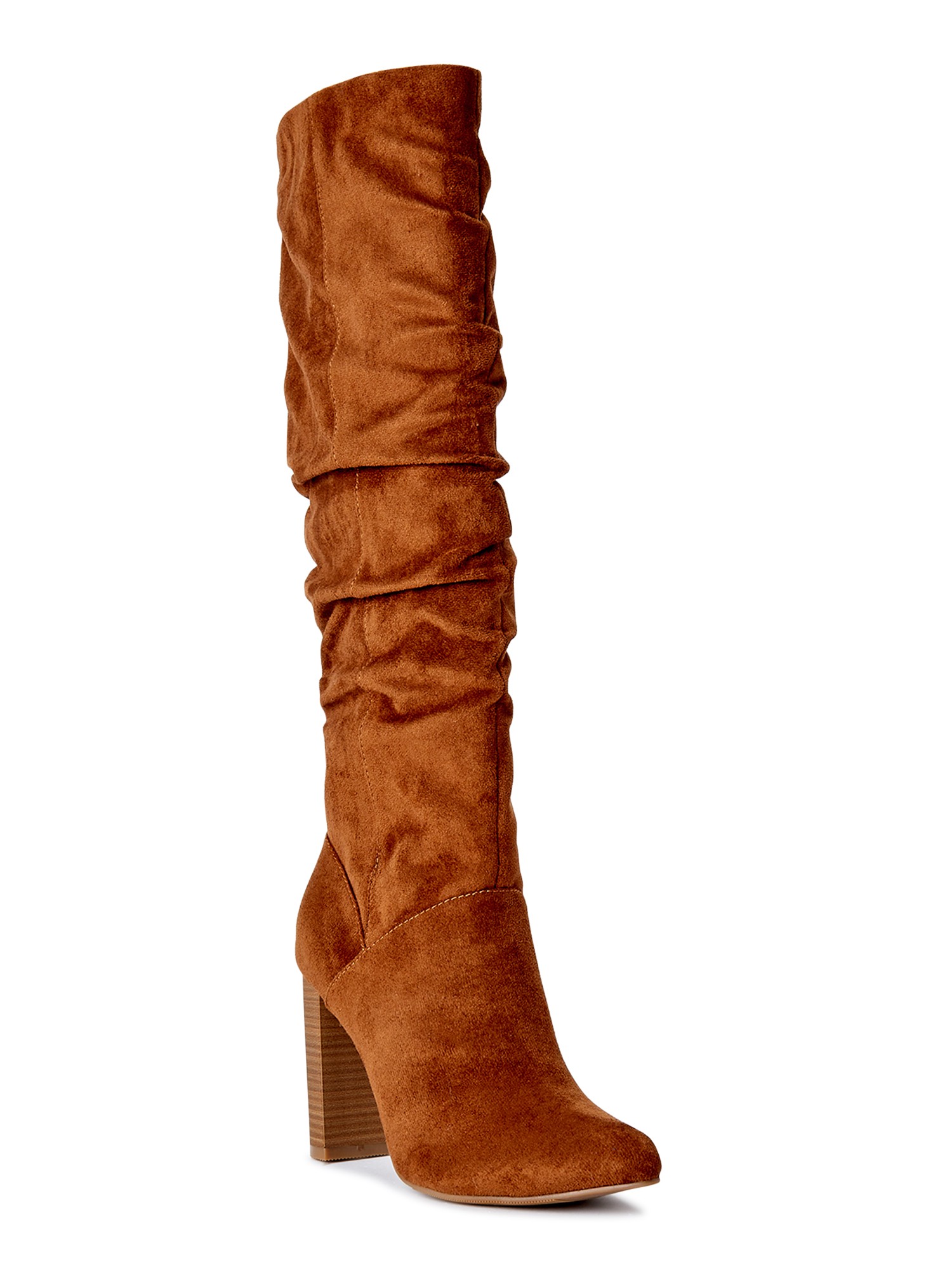 Scoop Women's Faux Suede Knee High Scrunch Boots - Walmart.com | Walmart (US)
