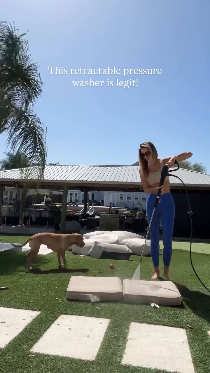 Life changer!! I cannot even believe I dealt with a standard pressure washer for so many years! Cumbersome cords, trying not to get electrocuted around my pool, or gas - the smell, the nose, the refueling…

This wall-mounted pressure washer retracts like a hose when you need it and turns on with the flip of a switch. Soo much easier to grab it when I want to clean off a few cushions or blast away mildew or something spilled on our pavers. It no longer feels like an entire project. 


Happy Pressure-Washing Season!💦

#outdoorliving #floridaliving #coastalhome #pressurewasher #outdoorfurniture

#LTKHome #LTKdayinmylife