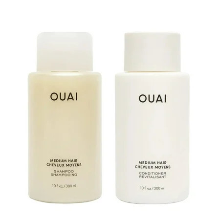 OUAI Medium Shampoo and Conditioner Set - Sulfate Free Shampoo and Conditioner for Medium Hair - Made with Keratin Shea Butter Avocado Oil - Free of Parabens Phthalates (10 Fl Oz) | Walmart (US)