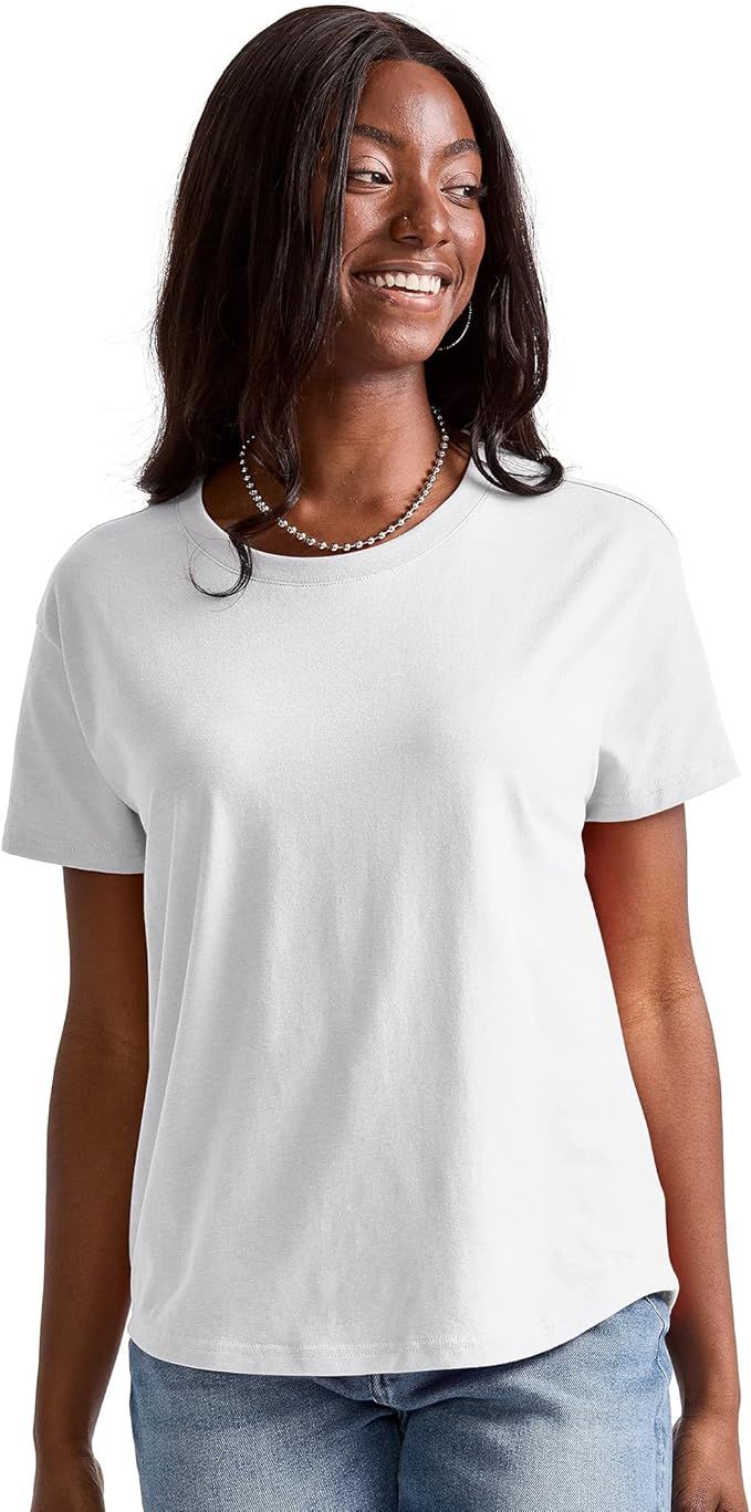 Hanes Women's Originals Oversized T-Shirt, Cotton Crewneck Tee for Women, Plus Size Available | Amazon (US)