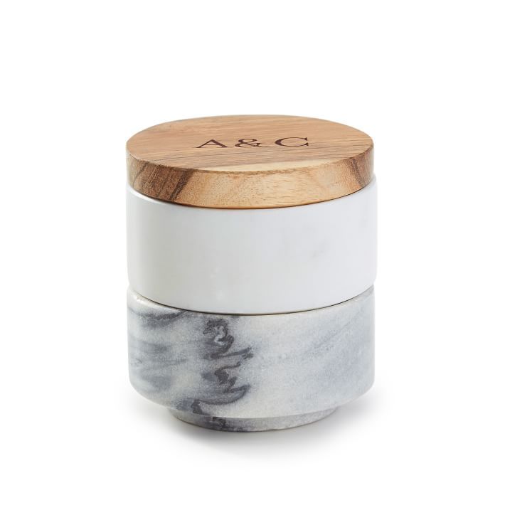 Wood and Marble Stacking Salt and Pepper Set | Mark and Graham