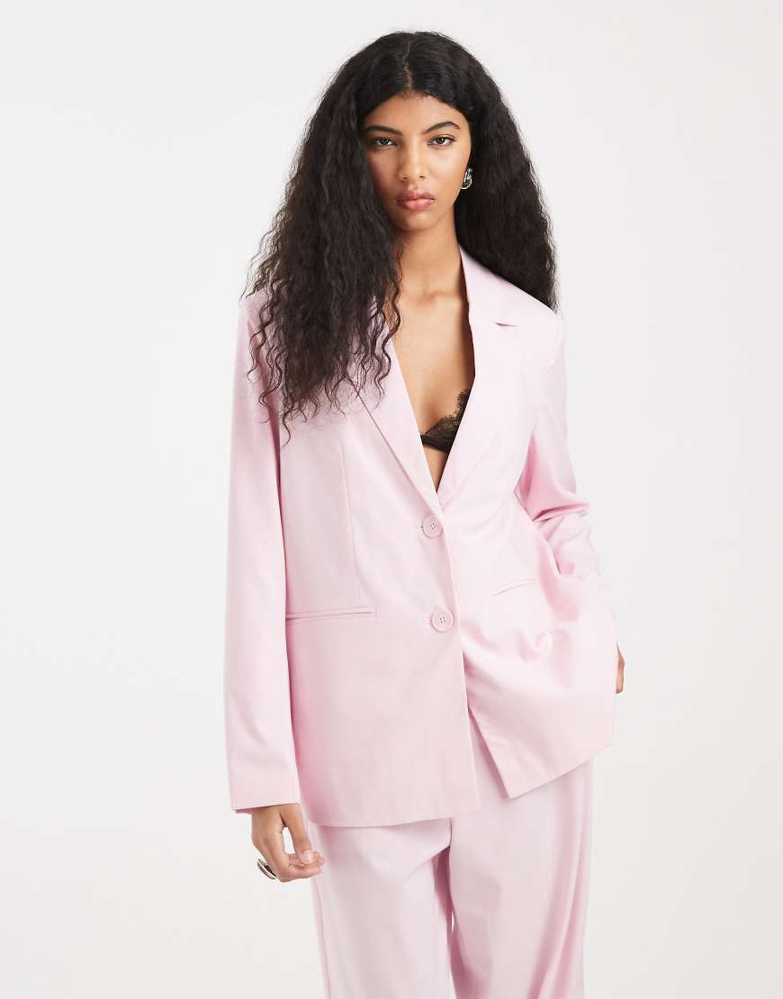 Pieces – Eleganter Oversize-Blazer in Rosa, Kombiteil | ASOS (Global)