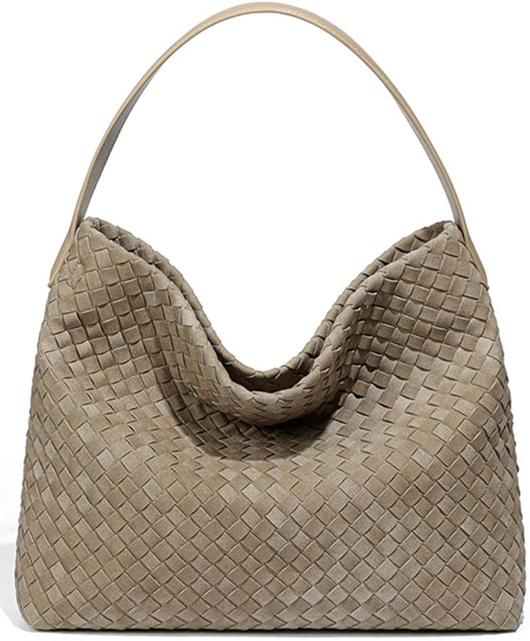 Women's Woven Shoulder Bag Handbags PU Leather Tote Bag Top-handle Shoulder Bag Soft Vegan Undera... | Amazon (US)