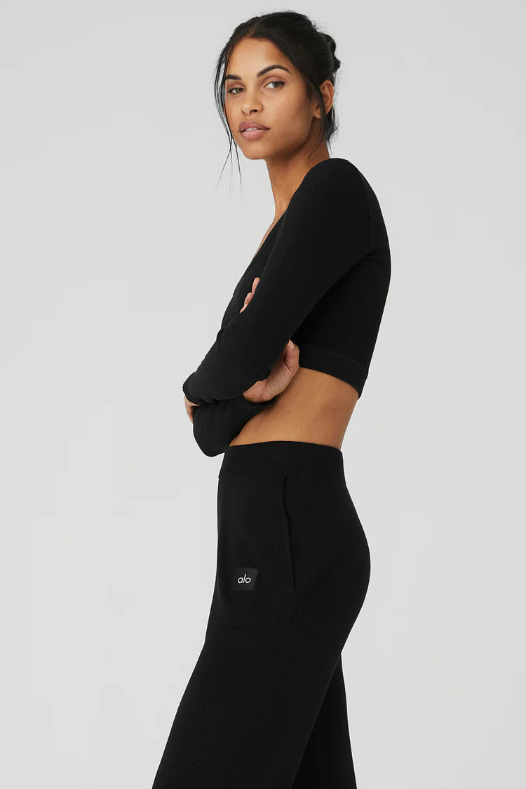 Seamless Ribbed Cropped Serene Long Sleeve | Alo Yoga