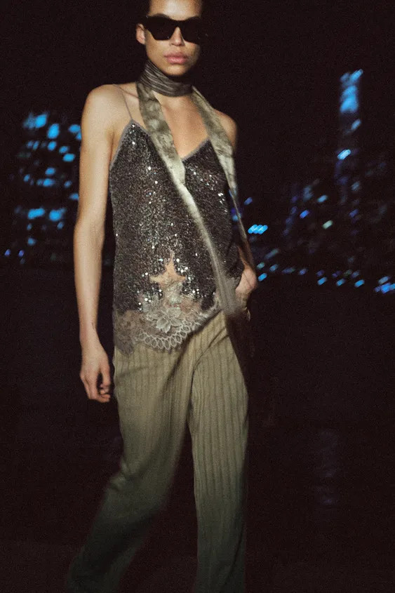 ZW COLLECTION SEQUIN CAMISOLE | Zara US