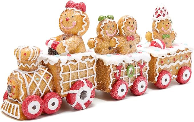 Hodao 9.25” Length Christmas Gingerbread Man Train Decorations Xmas Train Figurines Winter Deco... | Amazon (US)