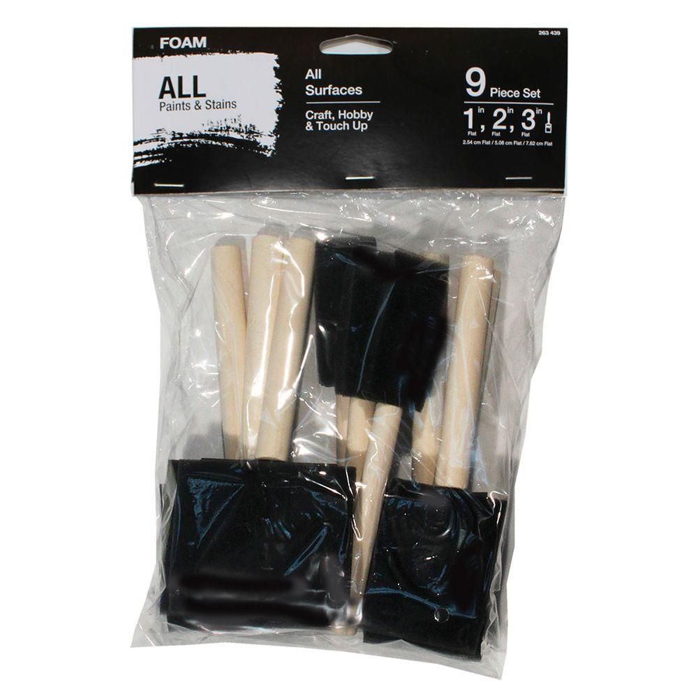 1 in., 2 in. and 3 in. Chiseled Foam Paint Brush Set (9-Pack) | The Home Depot