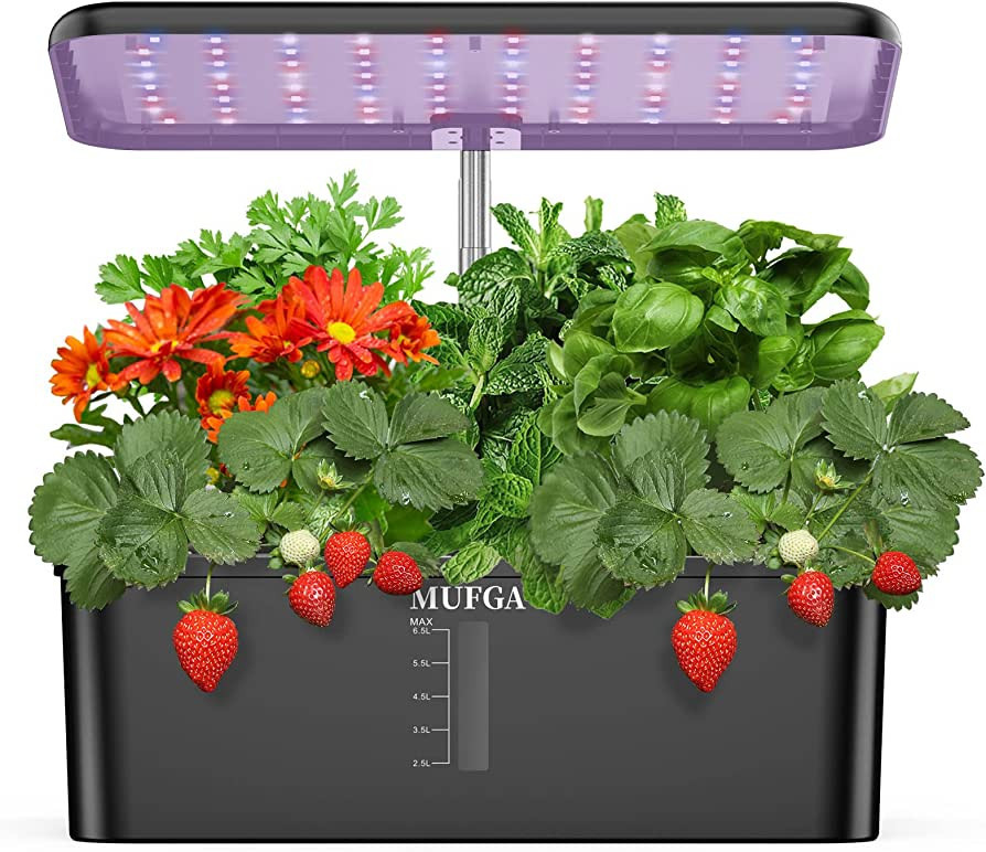 Herb Garden Hydroponics Growing System - MUFGA 12 Pods Indoor Gardening System with LED Grow Ligh... | Amazon (US)