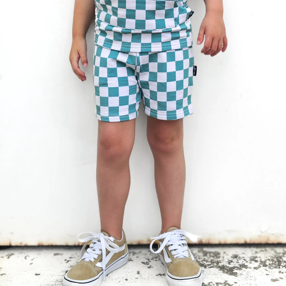 BAMBOO JOGGER SHORTS- Sage Check | millie + roo