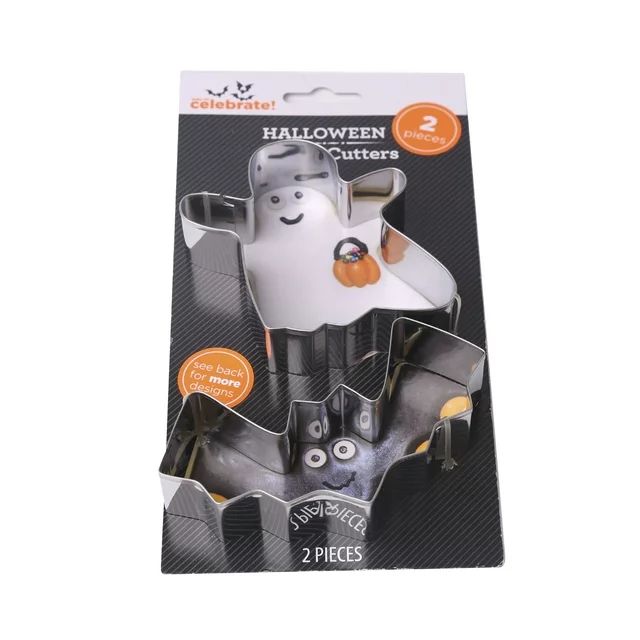 Way to Celebrate Halloween 2 Silver Stainless Steel Cookie Cutter Set-Ghost and Bat | Walmart (US)