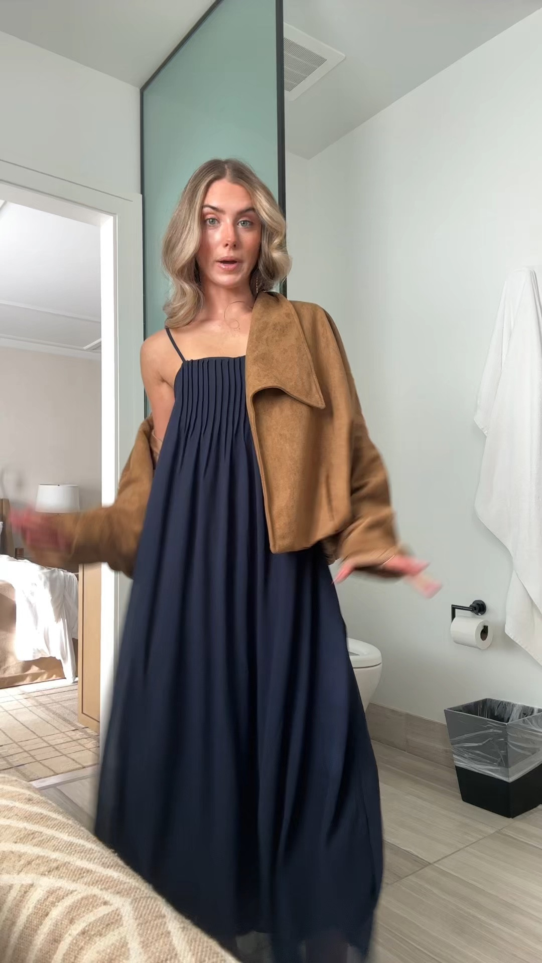 My travel outfit back home! This Amazon dress is sooo comfy and I love this suede Amazon jacket I’ve got so many compliments on it  @Steve Madden US jelly sandals 

#LTKTravel #LTKootd #LTKgrwm