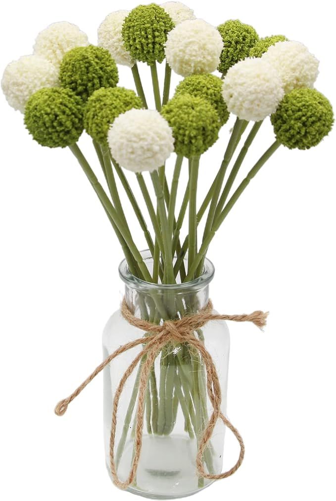 18 Pcs Artificial Billy Ball Flowers, Craspedia Globosa Benth, Ball Chrysanthemum Spring Flowers,... | Amazon (US)