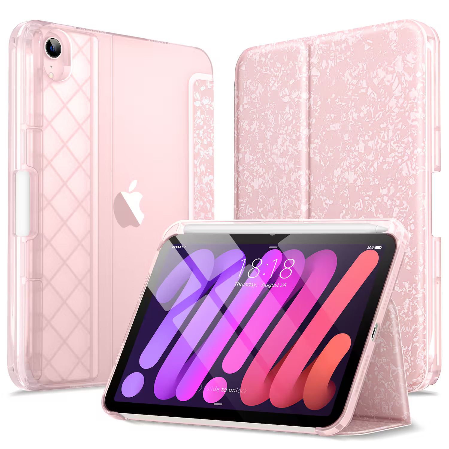 DTTO - Case for iPad mini 7 (A17 Pro) Case 2024, iPad mini 6th Generation Case 2021, Crystal Pattern Soft TPU Back Folio Case - Pink | Best Buy U.S.