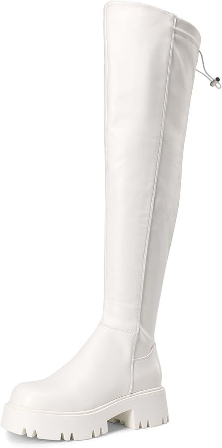 DREAM PAIRS Women's Platform Over The Knee Boots Lug Sole Round Toe Thigh High Long Chunky Block ... | Amazon (US)
