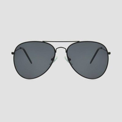 Women's Aviator Metal Shiny Sunglasses - A New Day™ Black | Target