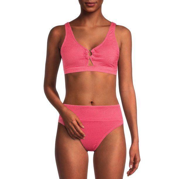 Time And Tru Women's and Women's Plus Crinkle Texture Bikini Swim Top - Walmart.com | Walmart (US)